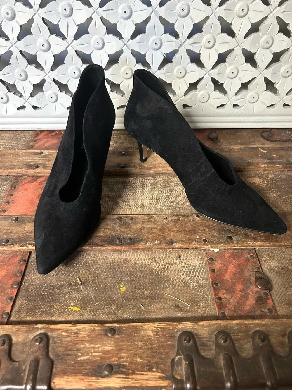Pelle Moda Black Pointed Toe Heels Vero Cuoio Leather Sole Pumps